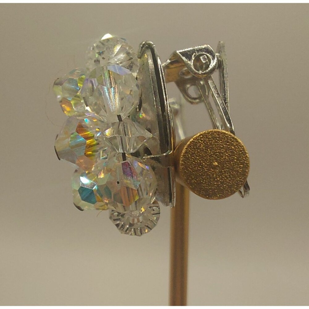 Vintage Laguna Crystal Cluster Clip-On Earrings - Picture 5 of 6